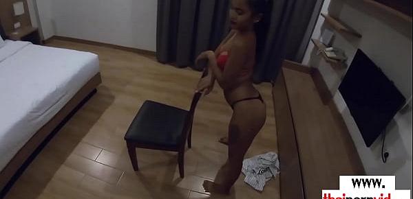  Amateur Thai teen Cherry fucking her BWC lover after a sensual striptease
